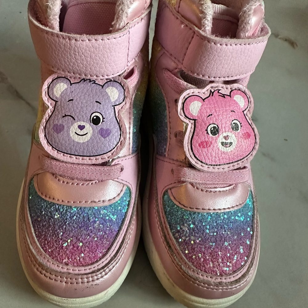 H&M Pink and Purple Glitter Sneakers with Bear Appliques